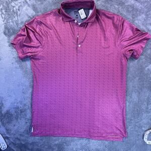 Johnnie-O Shirt Mens Large Golf Polo Short Sleeve Lightweight Pink Foulard UPF